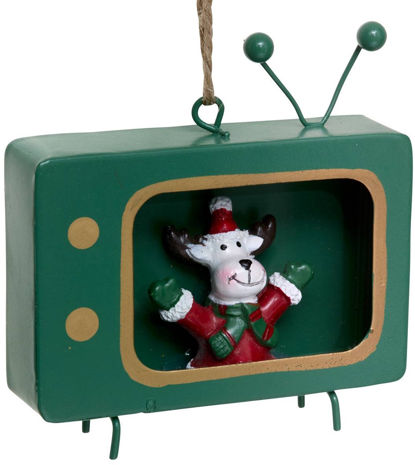 Feeric lights & Christmas Metalen kerstboomversiering in de vorm van een figuurtje, 9 cm Vert