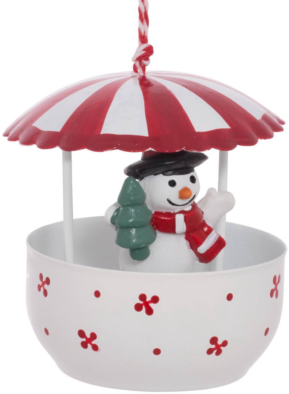 Feeric lights & Christmas Hangertje van metaal in de vorm van een kerstboom met draaimolen, de Kerstman, een sneeuwpop en rendieren, 7,5 cm Modèle C