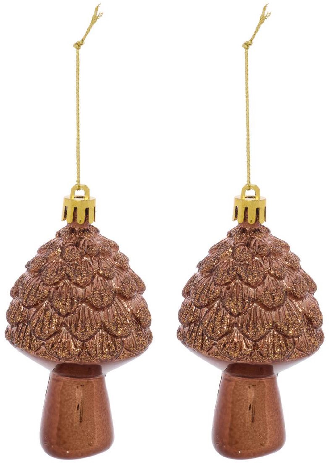 Feeric lights & Christmas Set van 2 hangversieringen in de vorm van een paddenstoel, van bruin kunststof, 8 cm Marron
