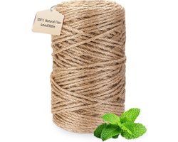 Jutetouw van natuurlijke oorsprong met een dikte van 4mm - Bruin touw van 100 Meter - Sterk bindkoord voor knutselwerk en de tuin
