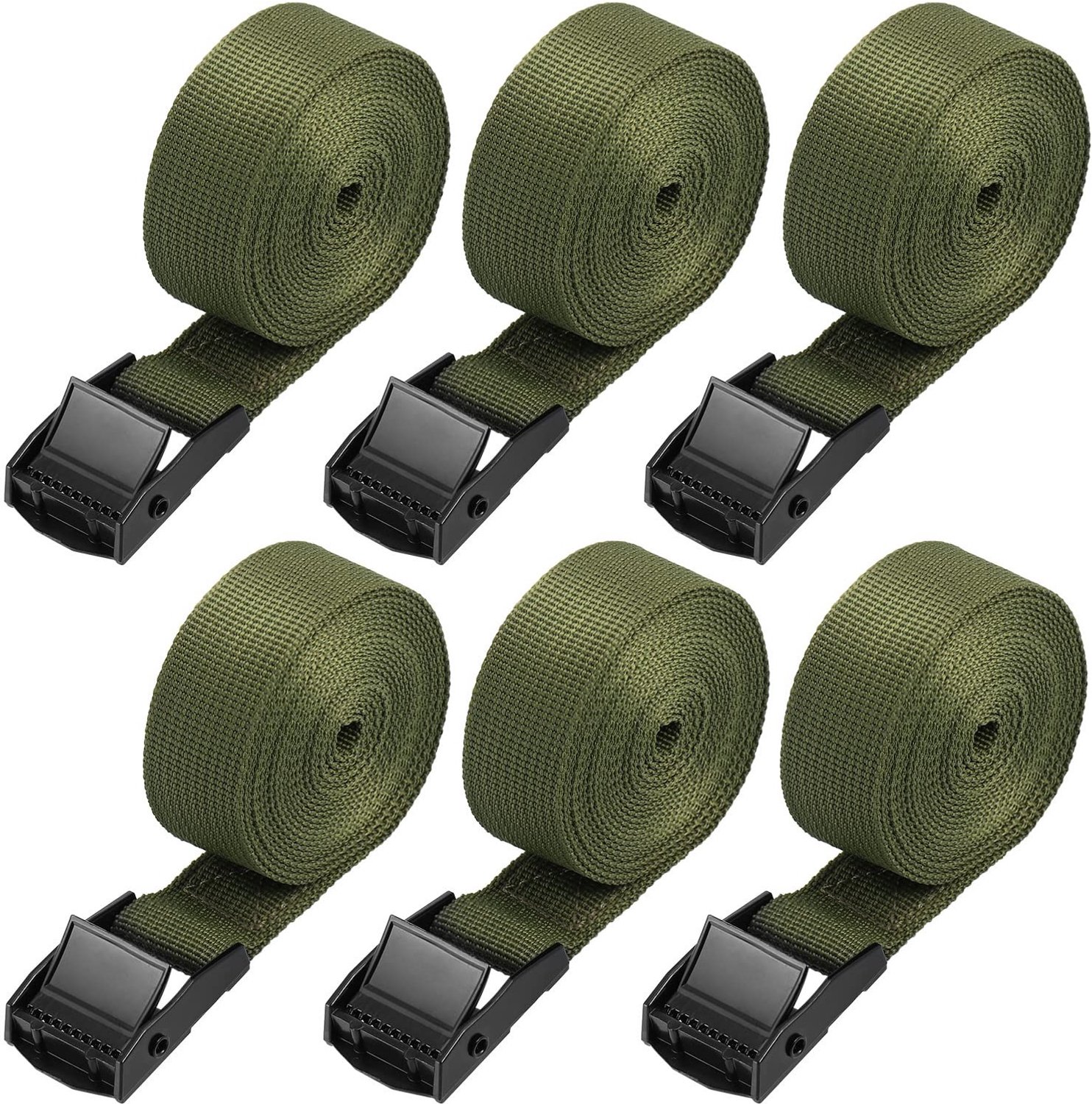 Spanbanden 6 Stuks - Stevige Sjorbanden - Ratelriemen - Roestvrije Bevestigingsbanden - 2,5 m x 25 mm - Duurzaam Polyestervezel