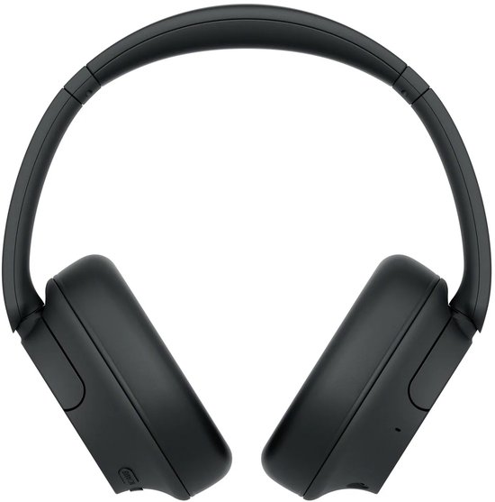 Zwarte draadloze Sony WH-CH720N over-ear koptelefoon van voren gezien.