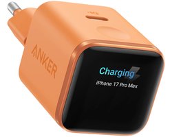 Anker Nano 45W USB-C snellader met Smart Display - Intelligente oplader met realtime scherm - IPhone-herkenning en batterijbescherming