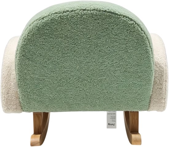 Sunny Filou Kinderschommelstoel Teddy Groen – 55 x 55 x 50 cm – Kinderstoel met Regenboogdesign – Kinderfauteuil met Schommelfunctie – Houten Frame – Max. 100 kg – Peuterstoeltje voor Binnen vanaf 3 jaar — afbeelding 5