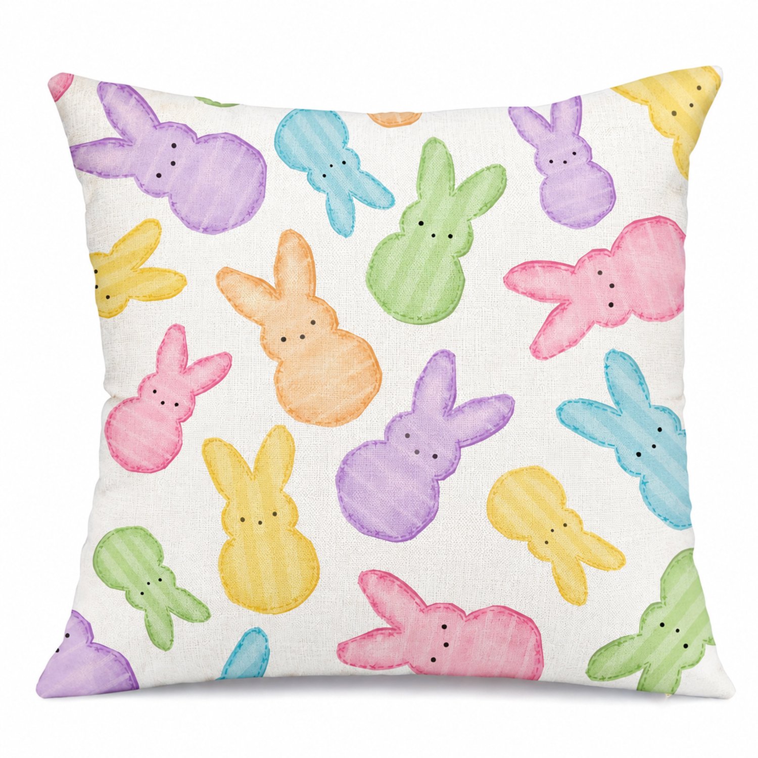 SWGOTA Paas kussenhoes met konijnenprint 45 x 45 cm, pluche sierkussenhoes voor de bank, zonder binnenkussen Multicolor