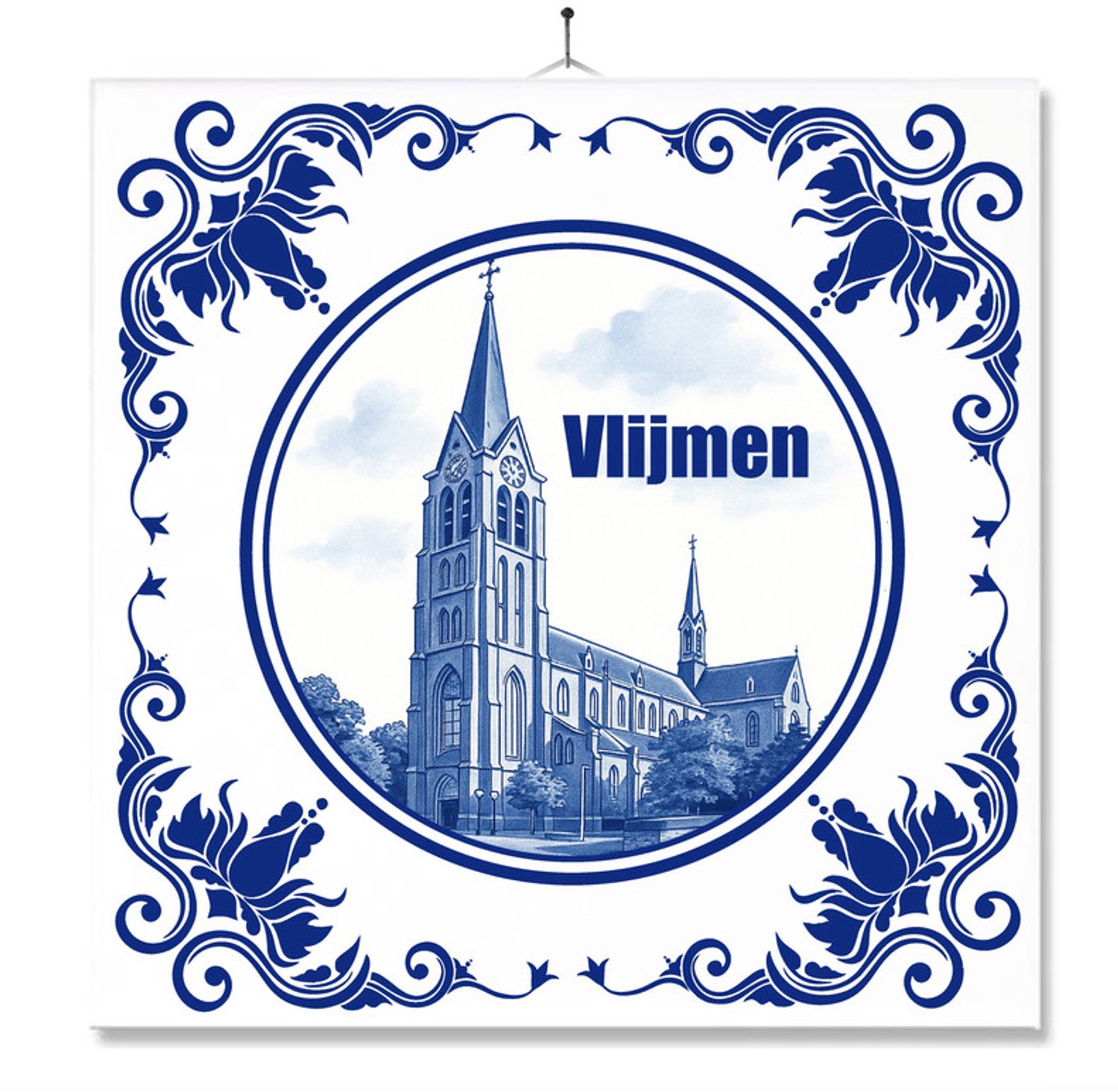 MC Living Tegel Met Opdruk | Vlijmen | Delft Blauw | Cadeau | Inclusief Geschenkdoos | Standaard | Ophangsysteem Multi-Color