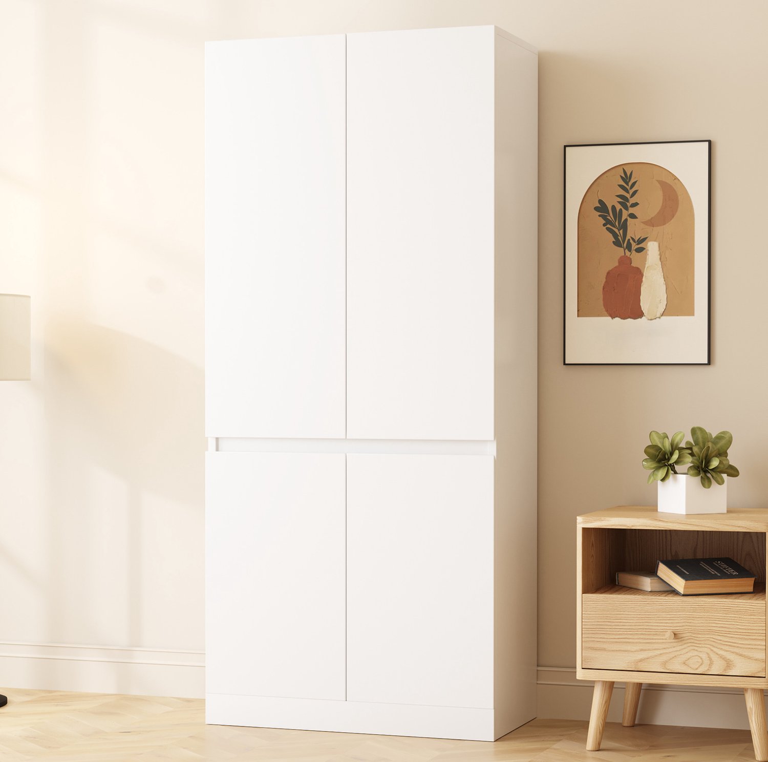 Maisentiel Witte kledingkast met dubbele deuren en hanggedeelte - 70 x 40 x 170 cm