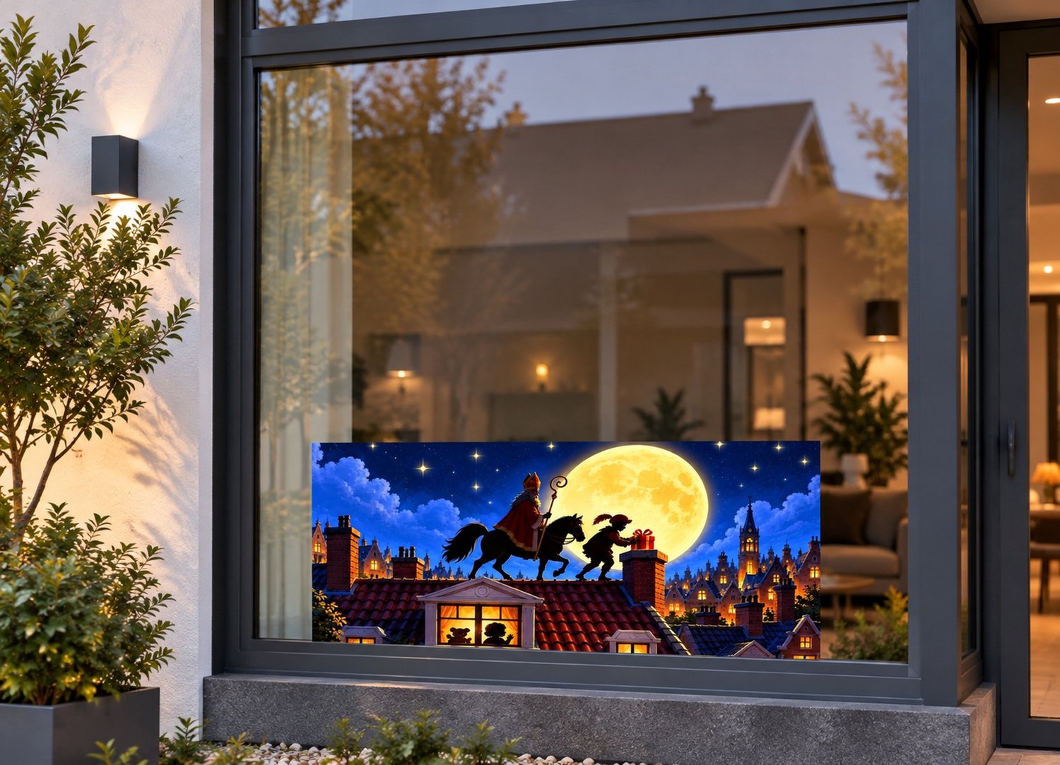 De Stickerman Sinterklaas Raamsticker 75cm Breed Herbruikbaar Weerbestendig (V33) Multi