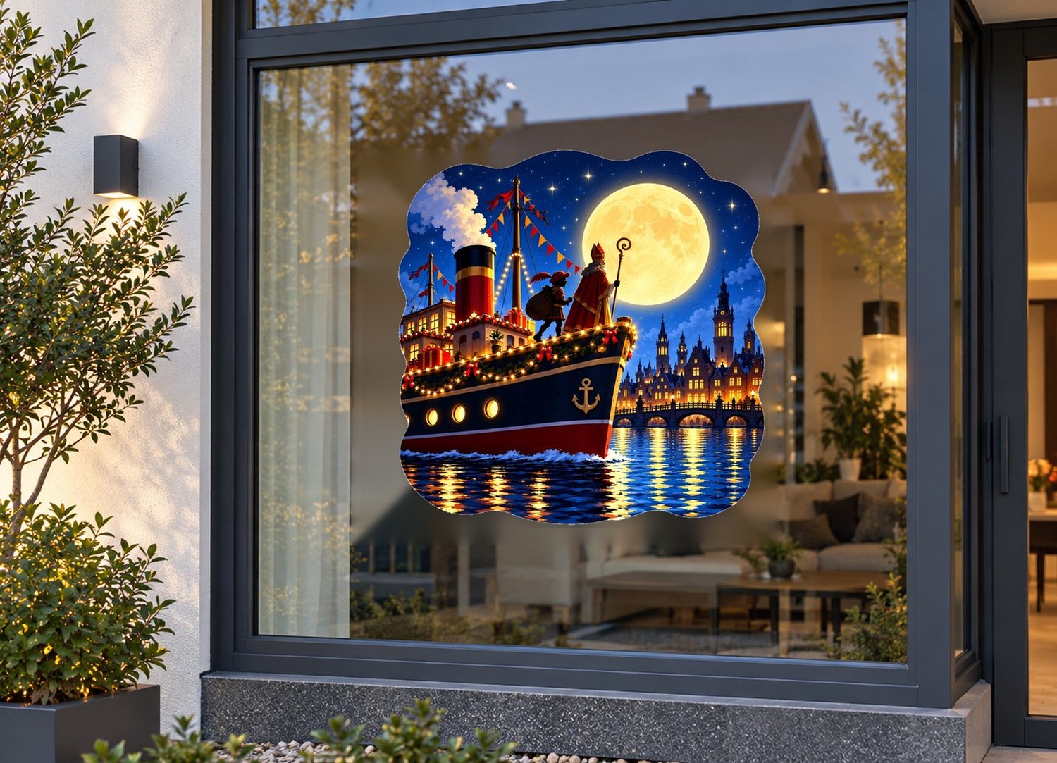 De Stickerman Sinterklaas Raamsticker 50cm Breed Herbruikbaar Weerbestendig (V23) Multi
