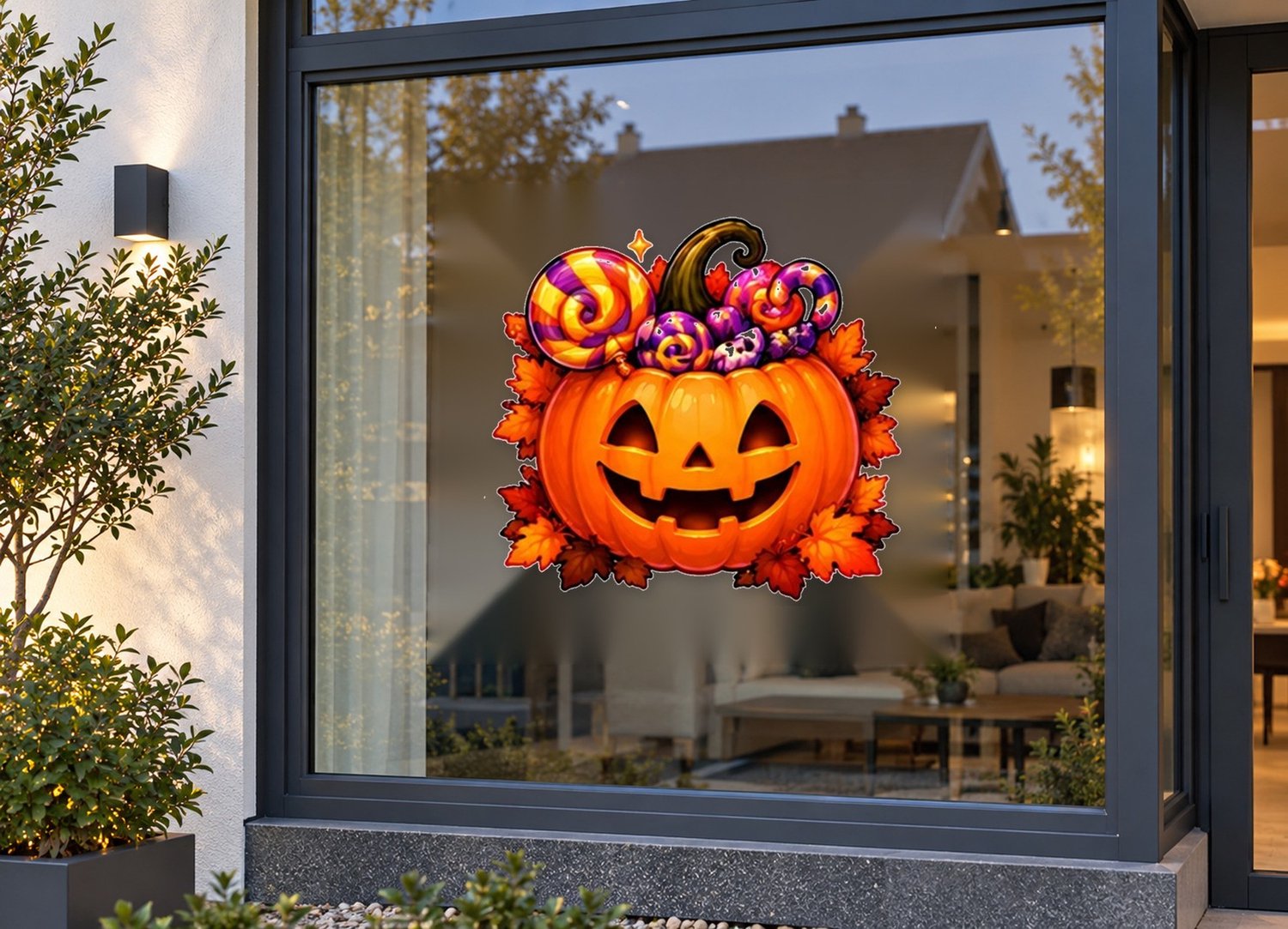 De Stickerman Halloween Raamsticker 75cm Breed Herbruikbaar Weerbestendig (CV23) Multi