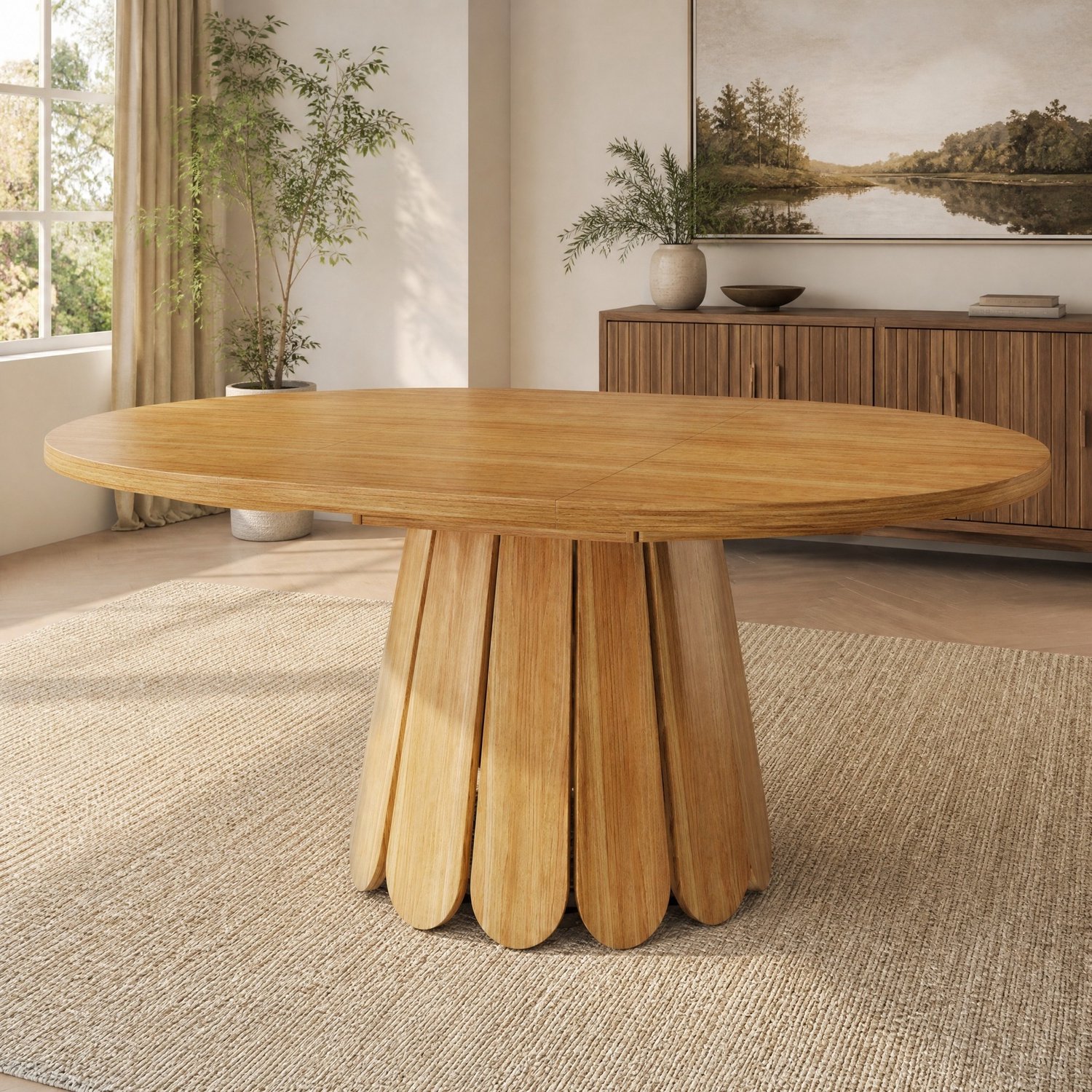 Maisentiel Uitschuifbare eettafel – rond tot ovaal – 118-158 cm – bruin