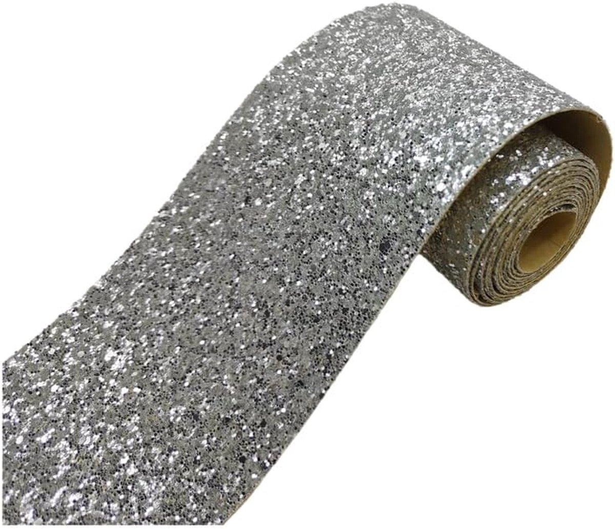And Stick Grof Zilver Glitter Behang Grens Zelfklevende Muur Grens Sticker Thuis Plafond Decoratieve Rand voor Badkamer Woonkamer Keuken Zilver Glitter 5 X 200 cm