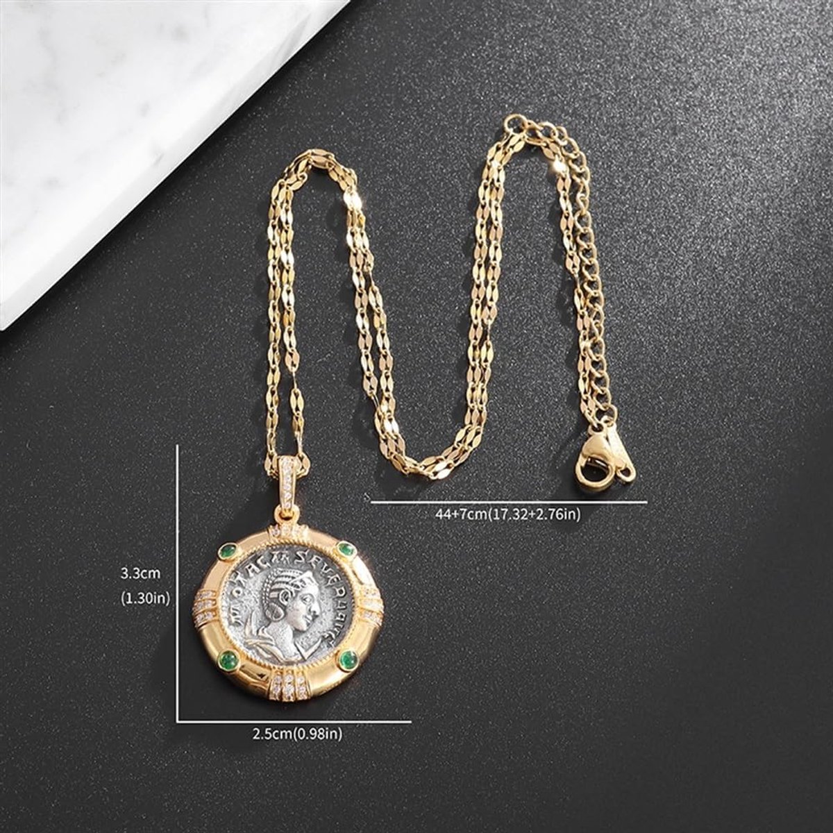 Geluks Romeinse Godin Koningin Antieke Munt Ketting,Oude Romeinse Symbool Amulet Medaille Ketting
