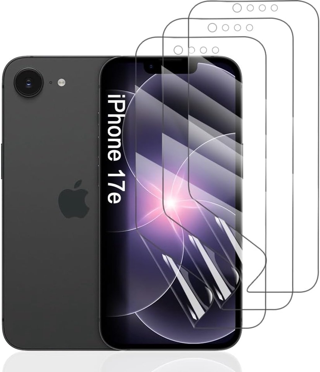 Folie voor iPhone 17e, 3 stuks TPU Displaybeschermfolie HD Transparant Zachte Beschermfolie (Niet Gehard Glas)