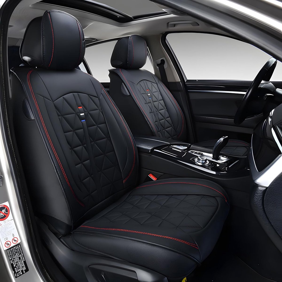 Auto Voorstoel 2 Stuks Set Voor Ford KUGA Autostoelhoezen Leer, Zwart