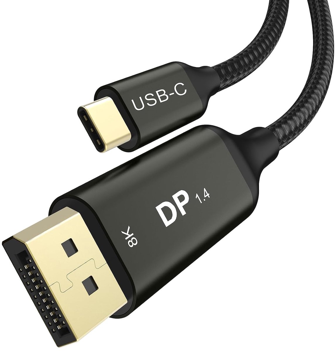 USB C naar DisplayPort 1.4-kabel 2 m, [8K @60 Hz, 4K @240Hz/144Hz] Thunderbolt 4/3 kabel naar DP 32,4 Gbps HDR, compatibel met iPhone 16/15, iMac, MacBook Pro Max, iPad Pro Air Galaxy S24