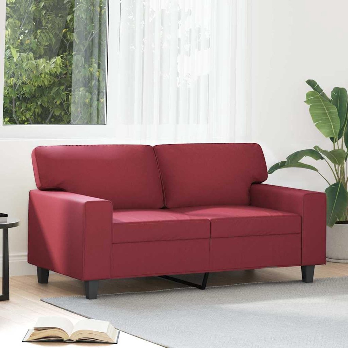 2-zitsbank in wijnrood, 120 cm breed, van duurzaam kunstleer met metalen frame voor stabiliteit, comfortabel gevoerd, modern design voor woonkamer, zitmeubels