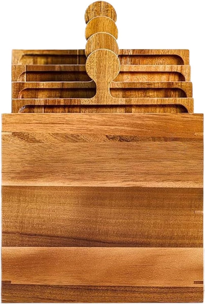 Borrelplanken 4-Delig In Elkaar Passend Houten Serveerbord