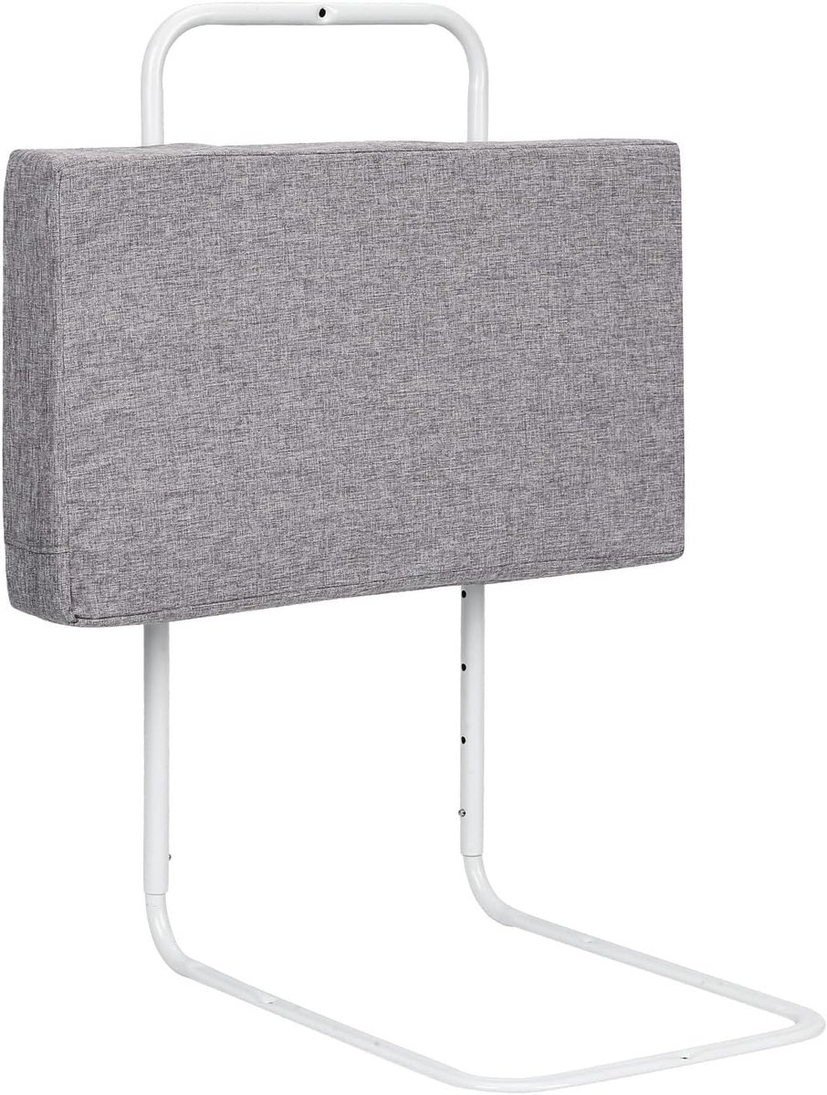 Bedhekje voor kinderen, 50 x 28 cm, babybedhek, zacht, valbescherming, bedhek, in hoogte verstelbaar, met 1 x verwisselbare stoffen bekleding, linnen, grijs