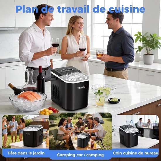 YASHE ijsblokjesmachine - 12 kg per 24 uur - 2 formaten - zwart — afbeelding 3