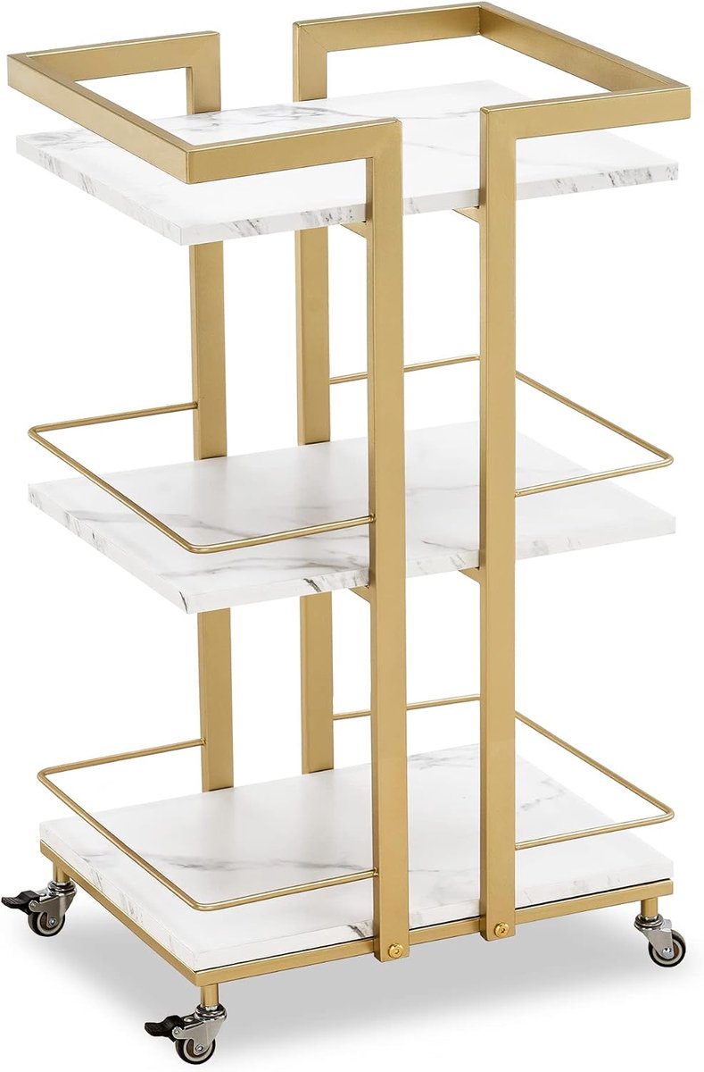 MCombo multifunctionele rolwagen, met wieltjes, keukenwagen, barwagen, metalen frame, 3 niveaus, voor keuken, badkamer, woonkamer, kantoor, 33 x 43 x 75 cm, 0033