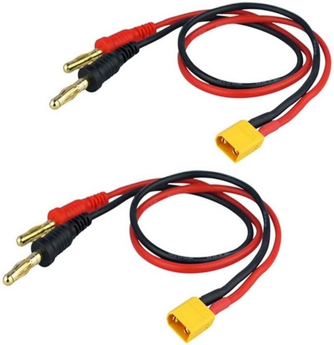 2 stks XT90 Plug Connectors naar 4.0mm Banaan Bullet Plug Connector Balance Kabel met 30Cm 12awg Siliconen Draad