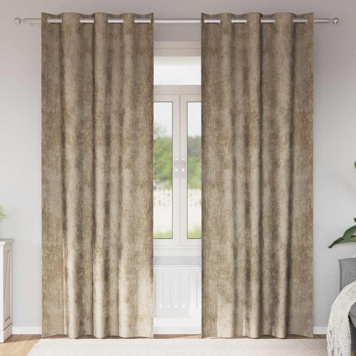 Gordijnen, 2 stuks, champagne, 260 x 140 cm, elegante verduisteringsgordijnen met thermische isolatie voor privacy en comfort, moderne inkijkbescherming voor de woonkamer, kleur