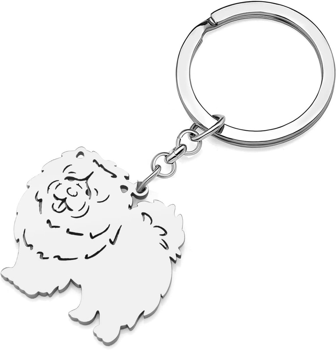Hond Sleutelhanger Portemonnee Autosleutel Sleutelhanger Sieraden Huisdieren Hond Liefhebbers Geschenken voor Vrouwen Meisjes Hond Sleutelhanger, Verzilverde Chow Chow sleutelhanger, M