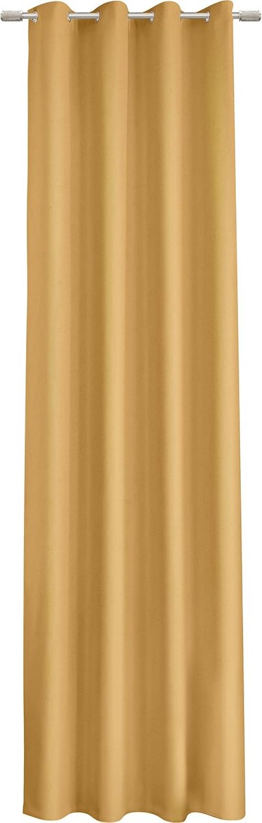 Gordijn, set van 2, mosterdgeel, 140 x 250 cm, inslagringen, ondoorzichtig, gordijn voor woonkamer en slaapkamer, 2 gordijnen