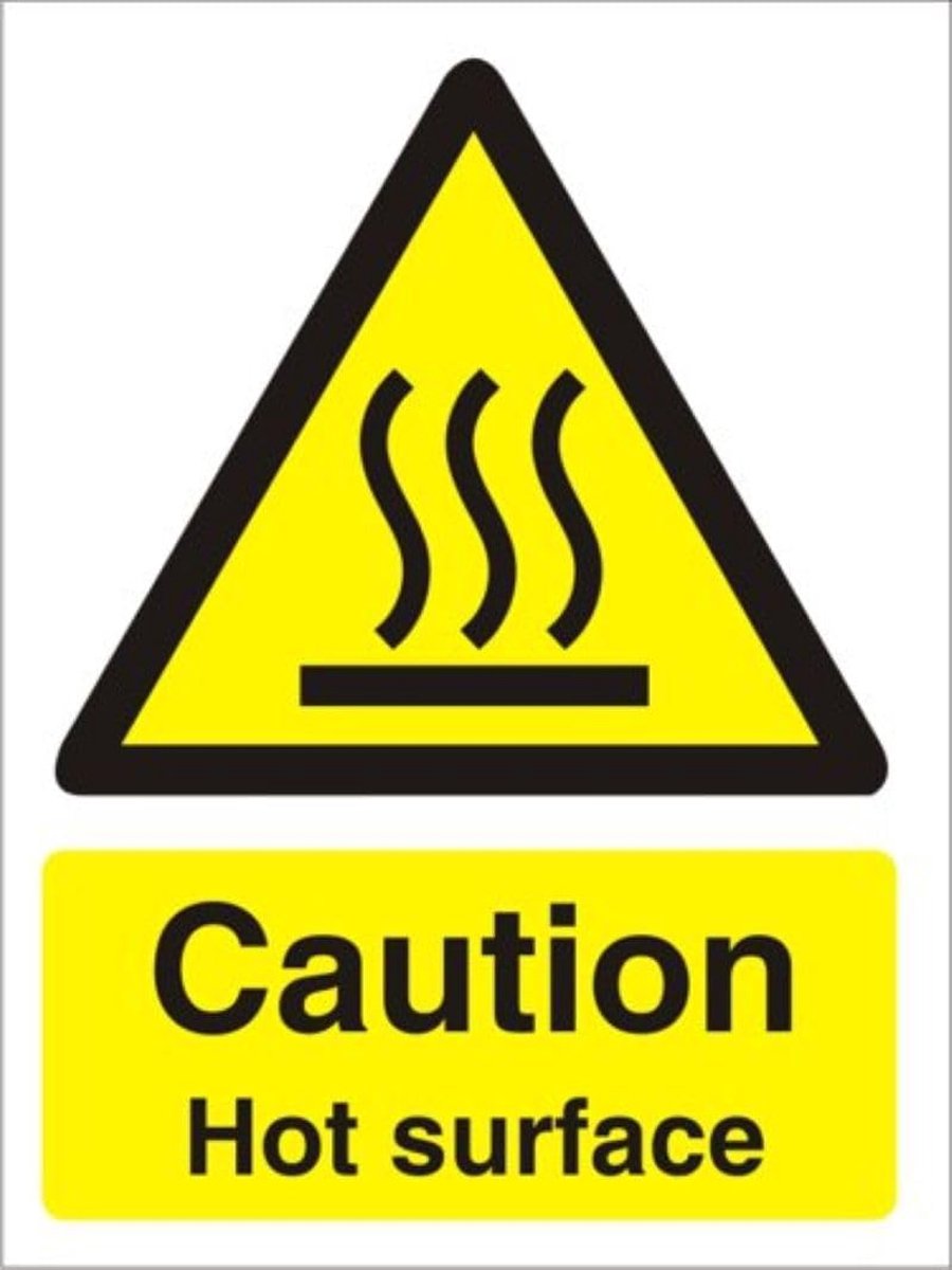 Caution Hot Surface Sign, 50mm x 75mm (Pak van 5) - Zelfklevende Vinyl