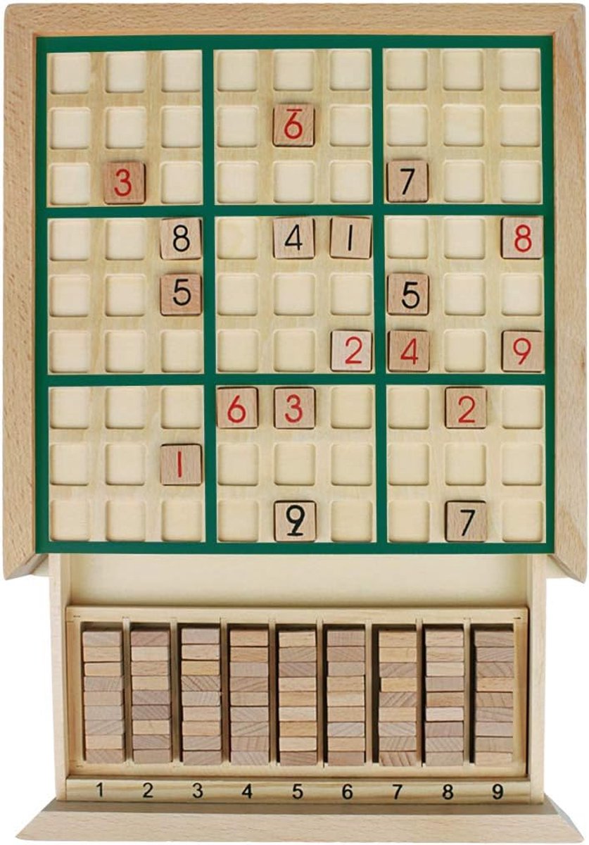 Zone SD-02 houten sudoku-plank, spellen met lade (groen)
