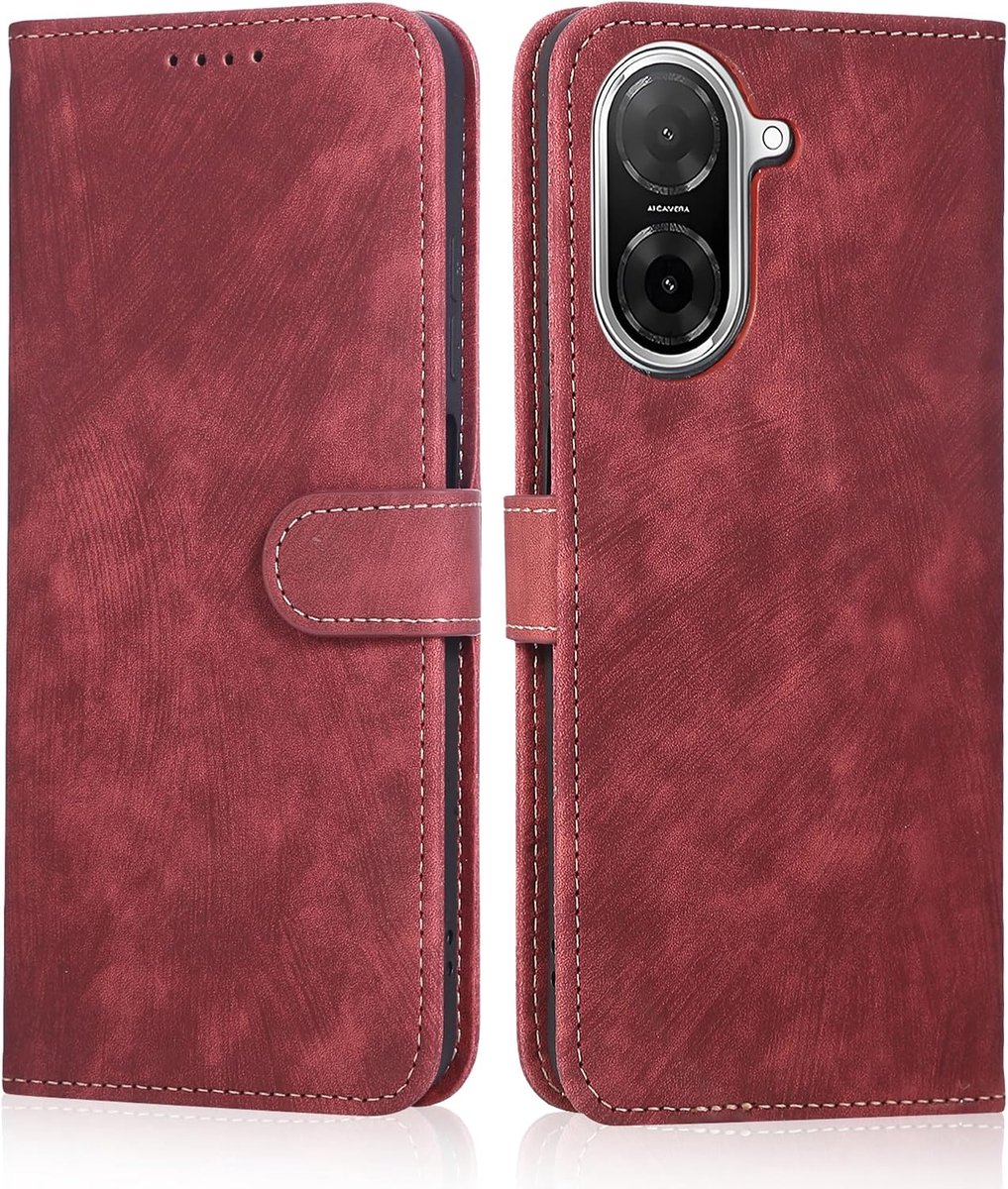 Hoesje voor Xiaomi Redmi A5 4G (6.88") Hoes, Telefoonhoes PU Lederen Portemonnee, Kaartenvak, Standfunctie en Magneet Klaphoes, Beschermhoes, Rood