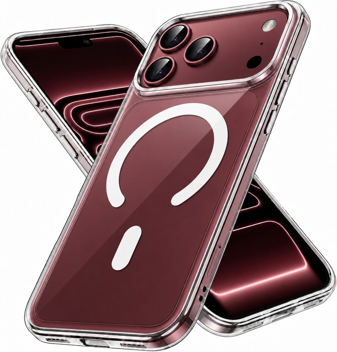 YSONIC Hoesje Geschikt voor Apple iPhone 18 Pro Max Transparant - Siliconen Back Cover - Case Geschikt voor MagSafe - 2500g Magnetische Trekkracht