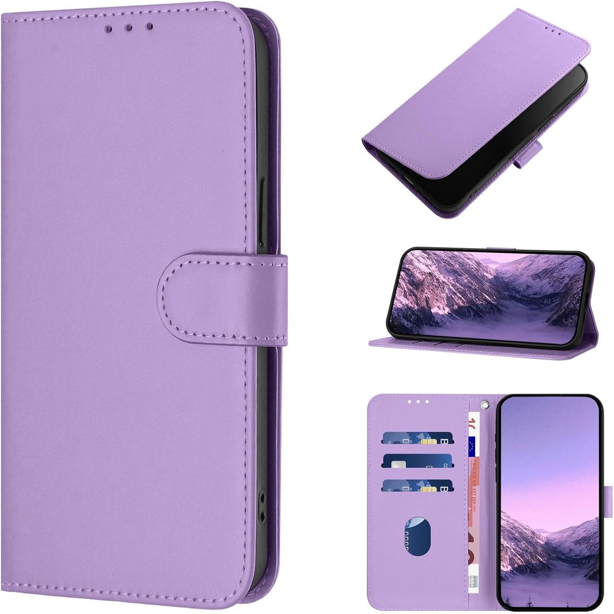 Hoesje voor Samsung Galaxy A36 5G, Premium PU-Leerhoes [Kaartsleuven] Portemonnee Beschermhoes, Schokbestendig Telefoonhoesjes voor Samsung A36 5G (Lavendel)