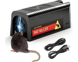 rattenval, elektrische muizenval, extra grote elektronische rattenval 1800 V voor binnen, professionele muizenval geschikt voor het verwijderen van muizen en woeldieren