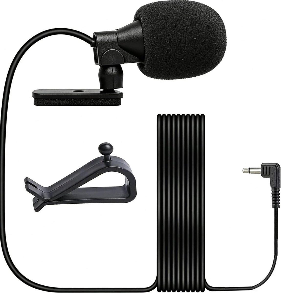 Microfoon voor auto, 3,5 mm, microfoon, autoradio, externe microfoon voor autoradio, met sticker en clip voor opname, interview, videoconferentie, stem, dictatie, telefoon (kabel 3 m)