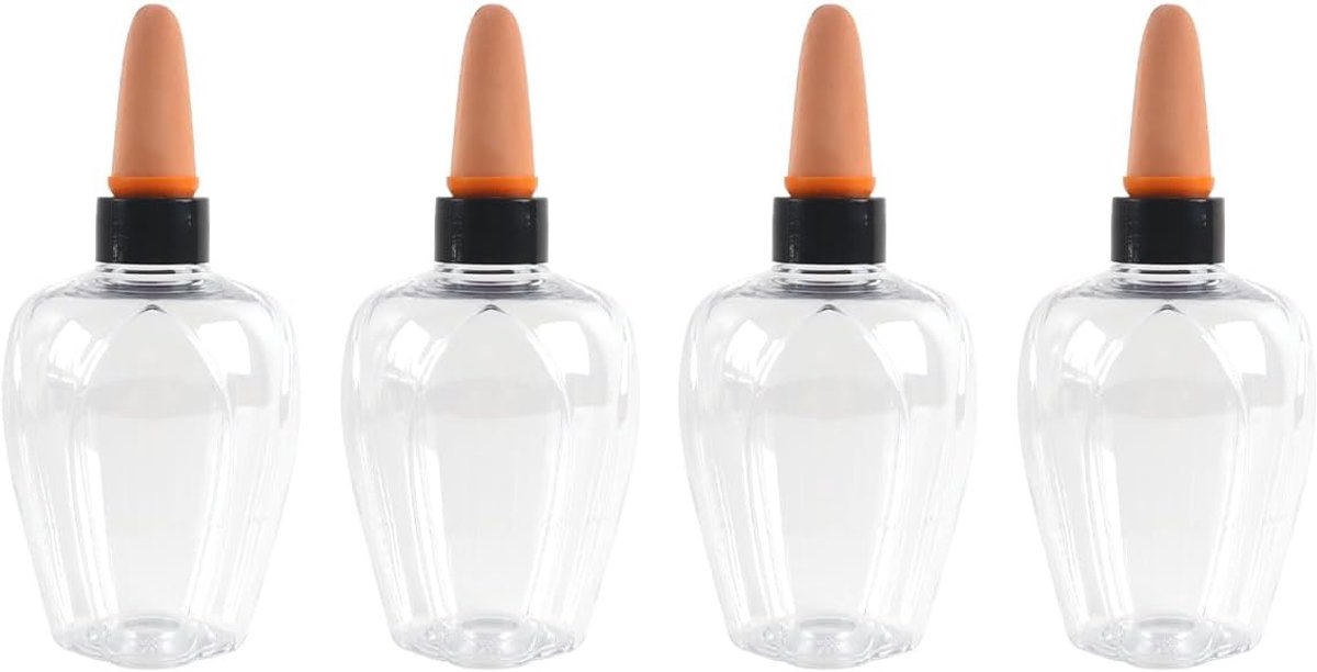 4 stuks zelfbewaterende plantenbollen, 350 ml plastic waterbollen topvulling, terracotta bewateringspikes met langzame afgifte voor binnen- en buitenplanten (helder)
