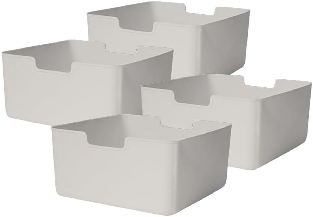 and beyond - Set van 4 opbergbakken - 31 x 31 x 15 cm - Kunststof gebroken wit - Opslag, Opslag - Speelgoed, Accessoires, Linnen, Gereedschap - Wasruimte, Slaapkamer, Woonkamer