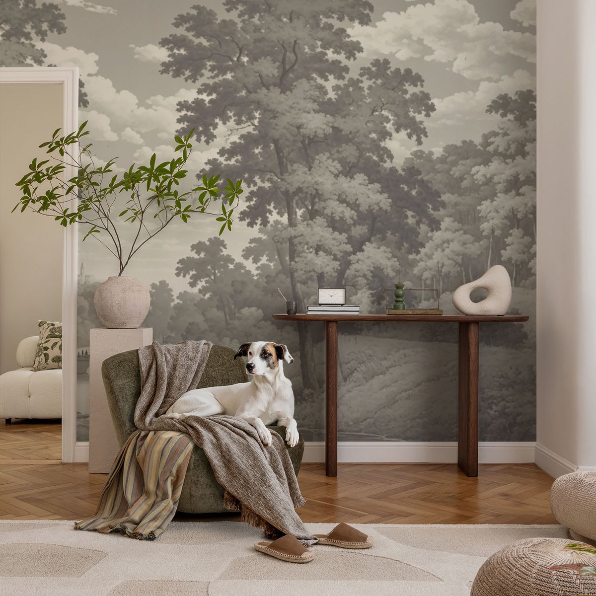 Coloray Vliesbehang - Grijs Snellijm Behang - 104x70 cm - Kasteel En Brug Fotobehang Vlies - Hal behang Landschappen - Muurschildering - Woonkamer behang
