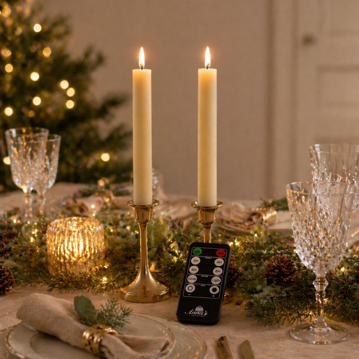 Anna's Collection LED dinerkaarsen - USB oplaadbaar - 2x st - ivoor wit - 23 cm - afstandsbediening — cadeau in Wonen & Interieur - foto 3
