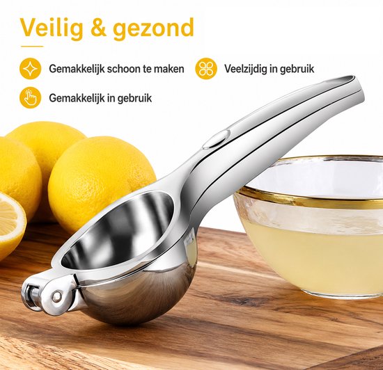 Kaiyaya - Citruspers 1 stuk - Handmatig & maximale sapopbrengst - Metaal, RVS - Citroenpers, Limoenpers - Keuken, Bar - Zilver, 7,9 inch van kaiyaya — afbeelding 2