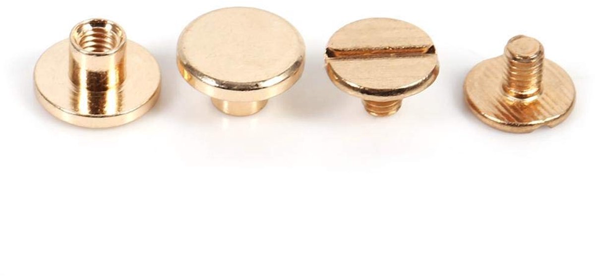 Nieten - Massief messing - Voor lederhandwerk - Goudkleurig - 5 mm - 10 stuks