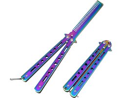 2 stuks vlinderkam, opvouwbare vlinderkam van roestvrij staal, kleurrijke zakkam voor kapper, haarstyling en balisong trainer, kappersaccessoires