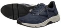 Paar blauwe Gabor Rollingsoft veterschoenen, één schoen met zool zichtbaar, beide met ritssluiting.
