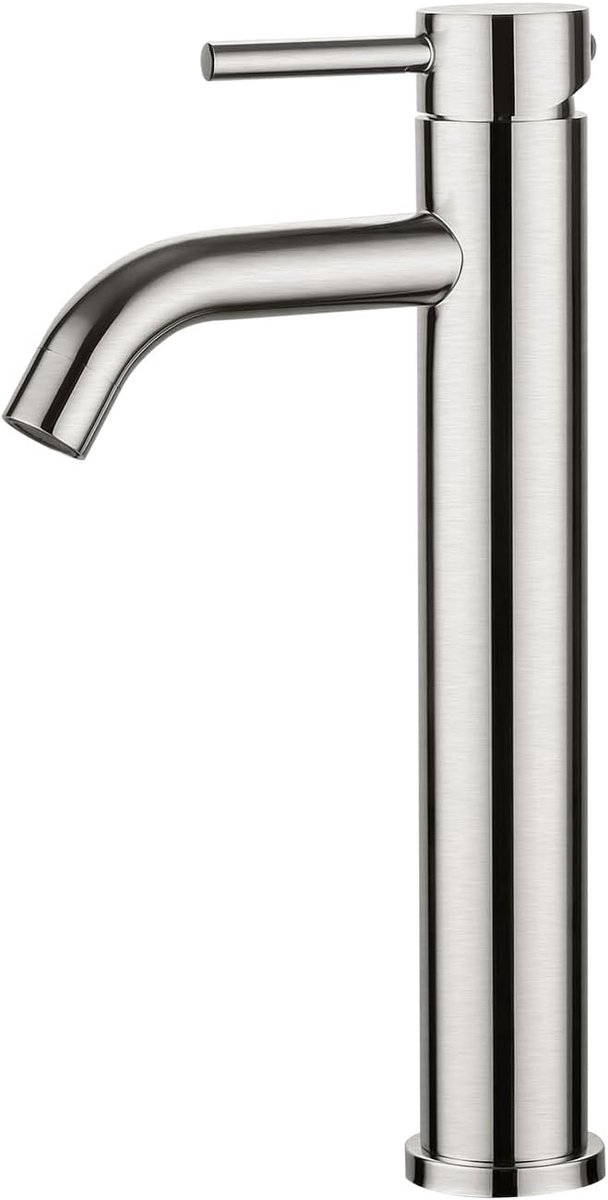 Hoge eenhandsmengkraan voor de badkamer met uitloop, waterbesparend, 205 mm, grijs