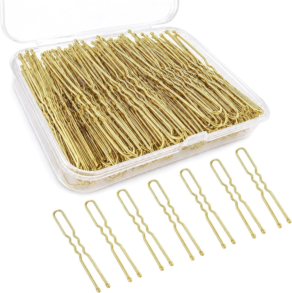 Haarspelden 120 stuks (6,5 cm) - gegolfde broodjesspelden voor opgestoken, Franse haarstylingspelden met doos, bobbyspeldjes alternatief, haargrepen en Kirby-grips voor