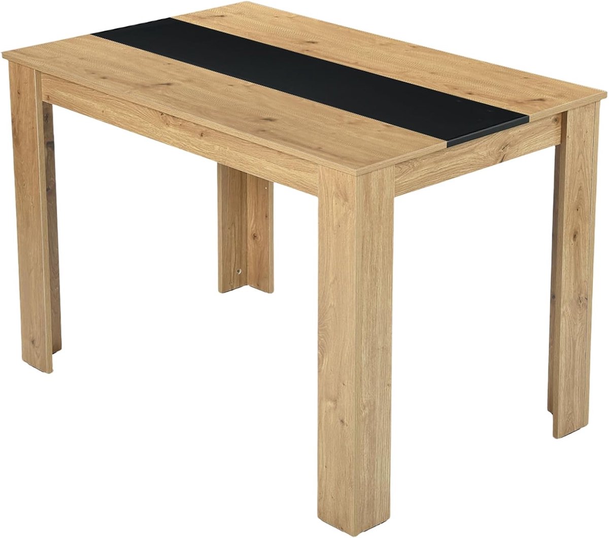 Eettafel, rechthoekig, 110 cm, kleine keukentafel voor 4 personen, van hout, voor eetkamer, keuken, woonkamer of kleine ruimte, industriële stijl, eiken en zwart, 110 x 70 x 75 cm