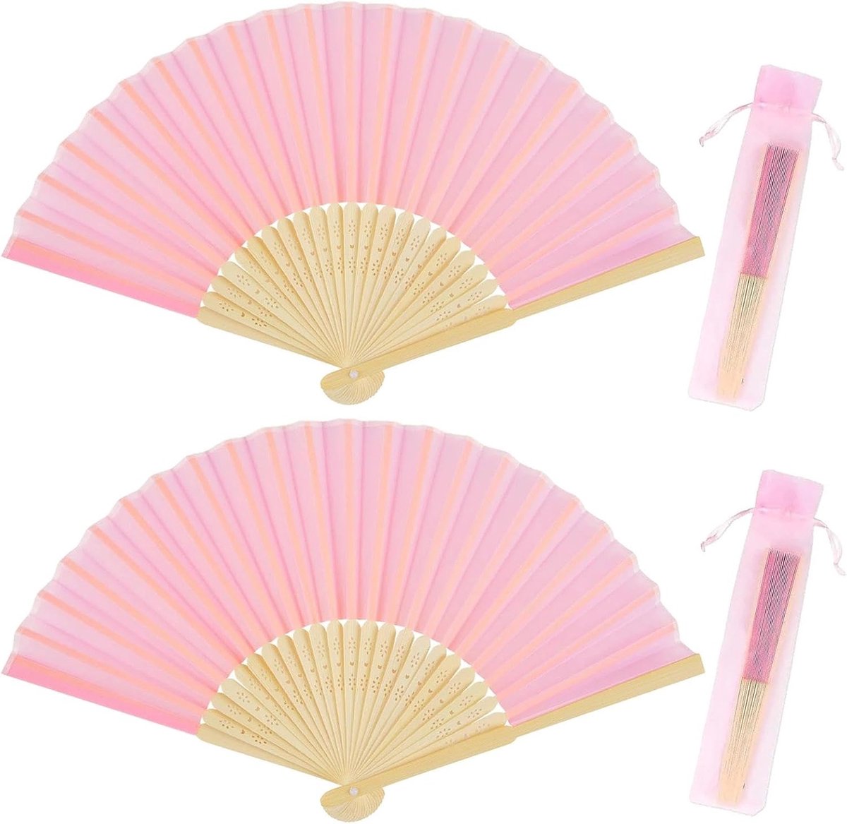 2 stuks opvouwbare waaiers, handwaaiers, roze, opvouwbare waaiers