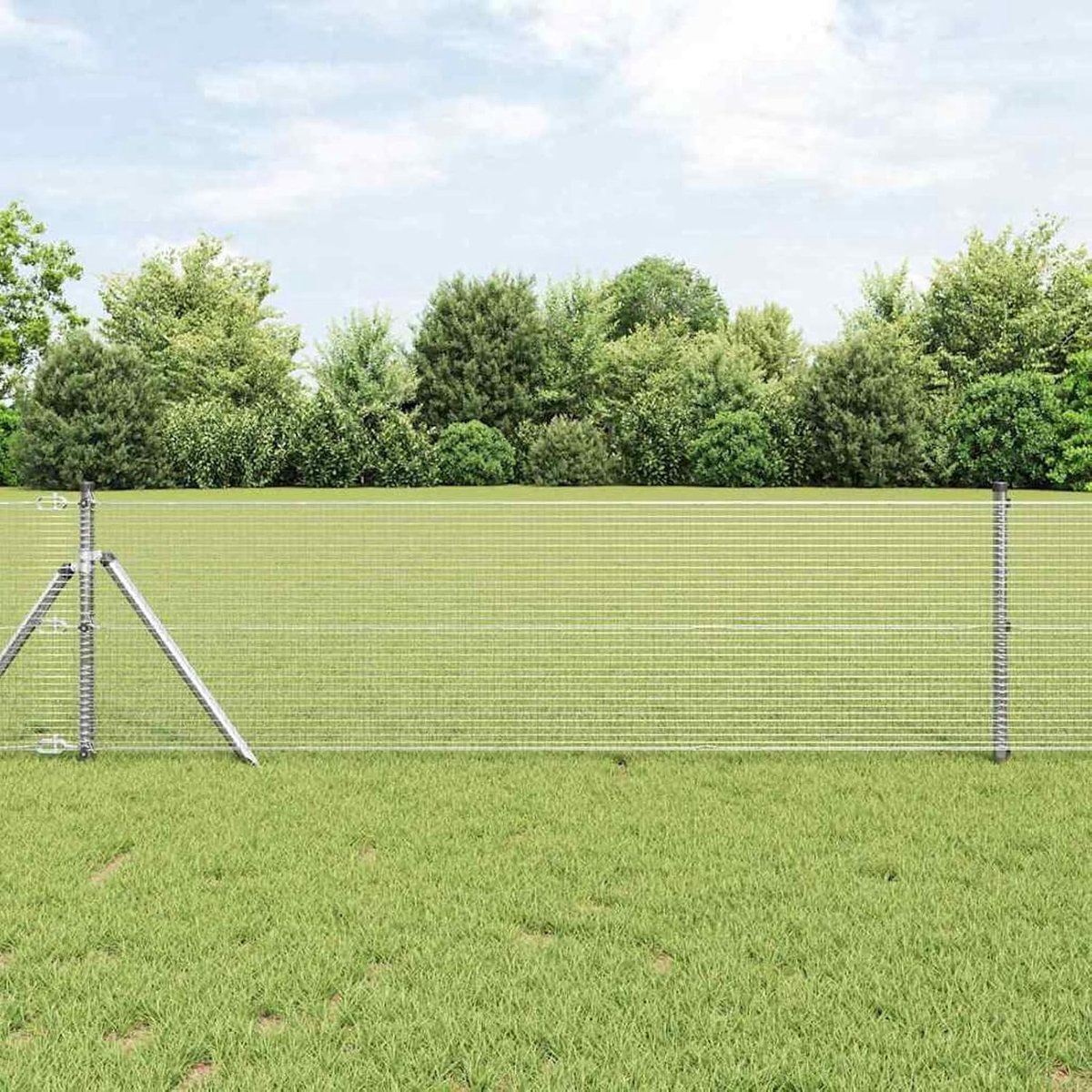 Palen, set van 2, verzinkt staal, 10 x 0,5 m, duurzaam, metalen palen voor draadhekken, tuinhek, binnenplaats, kippenhok buiten