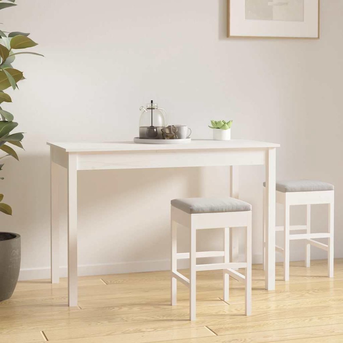 Massief grenenhout klassiek wit 110x55x75 cm